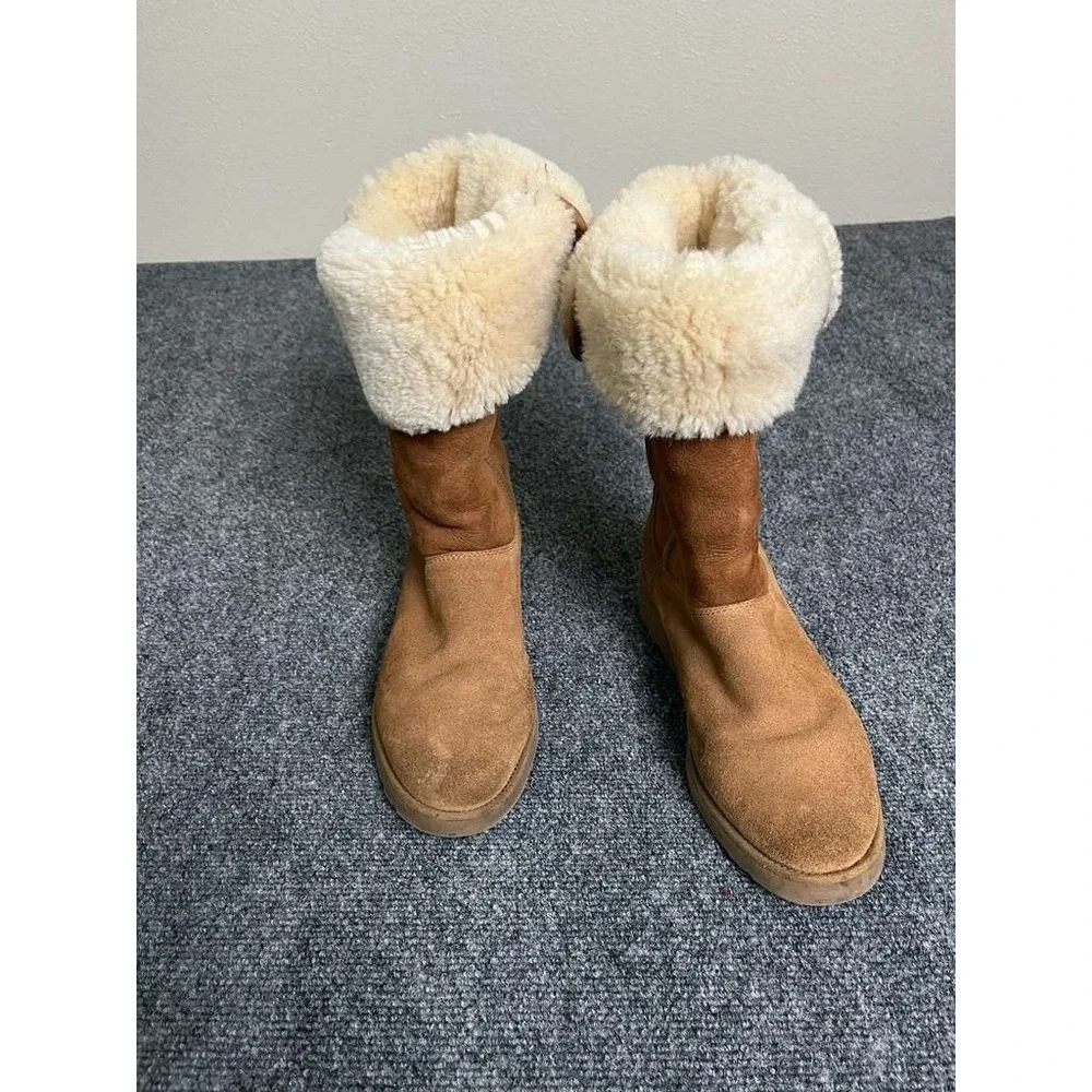 UGG Kara Classic Tall Slim Chestnut Water Resistant Wedge‎ Boot Women Size 9